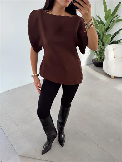 Kahve Balon Kol Bluz