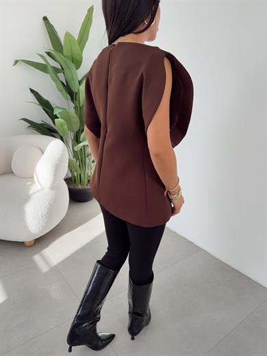 Kahve Balon Kol Bluz