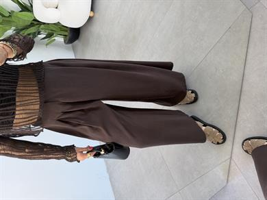 Kahve Beli Lastikli Pareo Pantolon