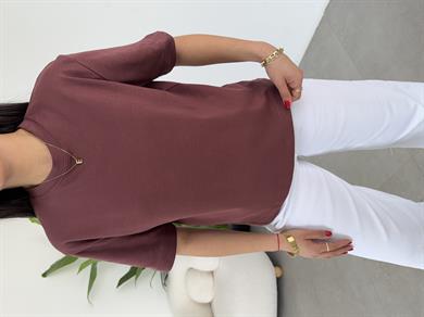 Kahve Bisiklet Yaka Cs T-Shirt