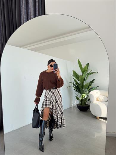 Kahve Bisiklet Yaka Triko Kazak