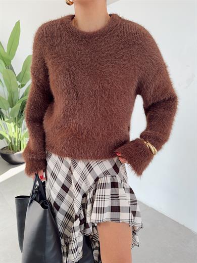 Kahve Bisiklet Yaka Triko Kazak