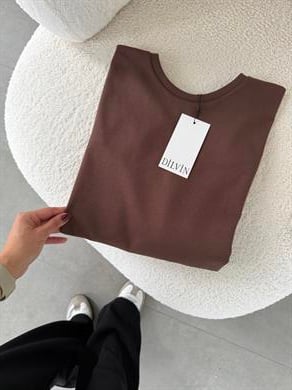 Kahve Bisiklet Yaka Yarasa Kol Bluz