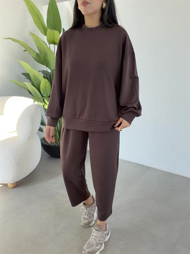 Kahve Bluz Pantolon Takım
