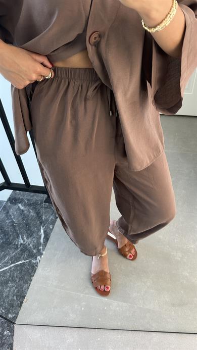 Kahve Bluz Pantolon Takım