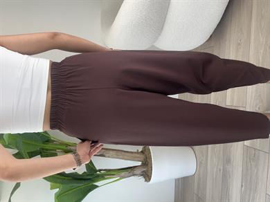 Kahve Bombeli Yandan Fermuarlı Pantolon