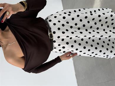 Kahve Buzzy Geniş Yaka Bluz