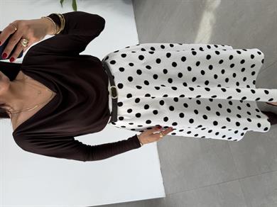 Kahve Buzzy Geniş Yaka Bluz