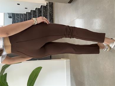 Kahve Çimalı Dar Paça Pantolon