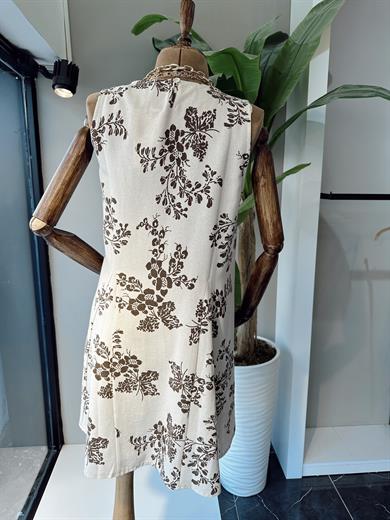 Kahve Desenli Kısa Elbise