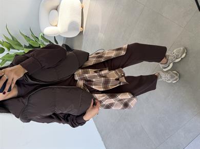 Kahve Dolumlu Dik Yaka Yelek