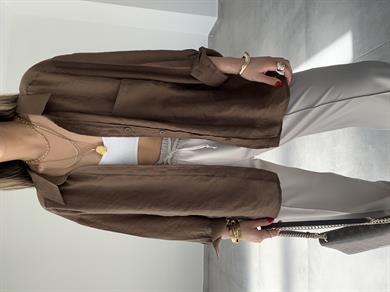 Kahve Düşük Omuz Gömlek