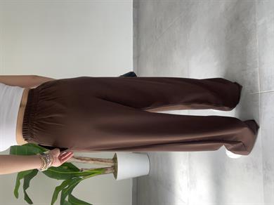 Kahve Yandan Fermuarlı Pileli Palazzo