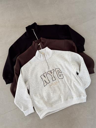 Kahve Fermuarlı Sweat