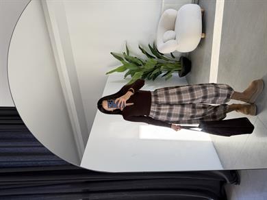 Kahve Fitilli Düğme Detaylı Bluz