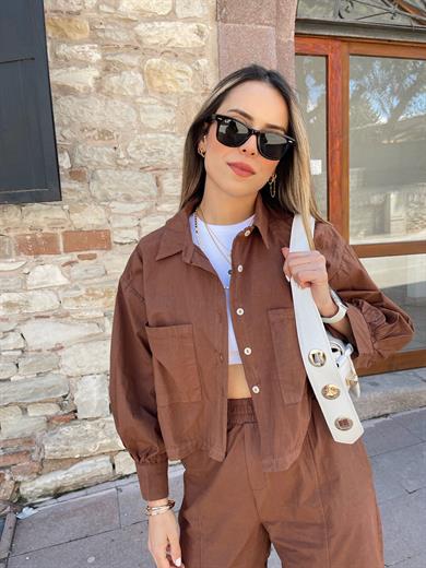 Kahve Gömlek Pantolon Takım