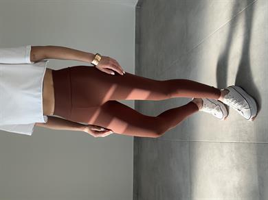 Kahve İçi Şardonlu Topalayıcı Fitlli Tayt