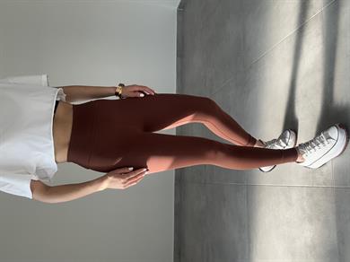 Kahve İçi Şardonlu Topalayıcı Fitlli Tayt