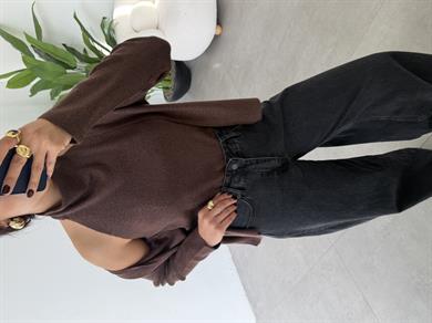 Kahve İçinden Body Detaylı Hırka