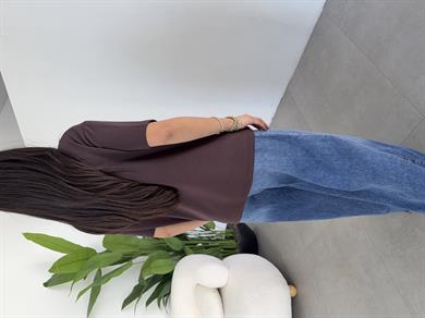 Kahve İnterlok V Yaka Salaş Body