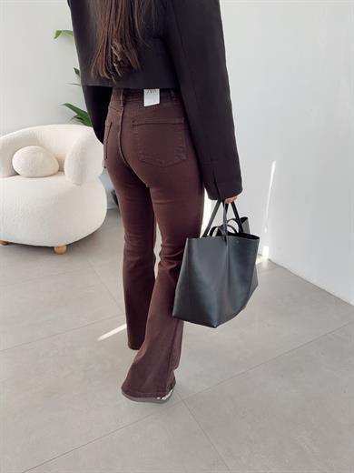 Kahve İspanyol Paça Jean