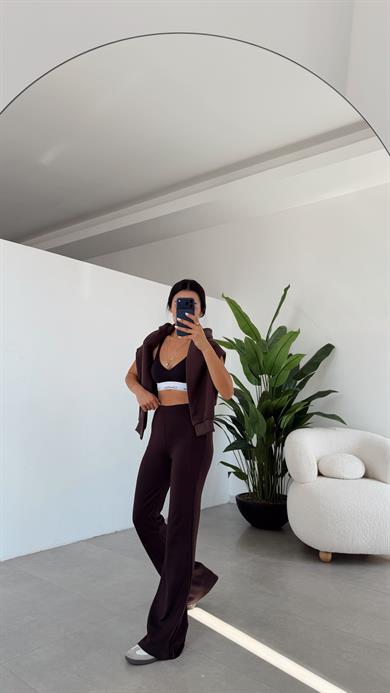 Kahve İspanyol Paça Tayt