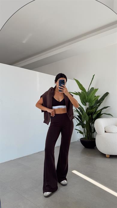 Kahve İspanyol Paça Tayt