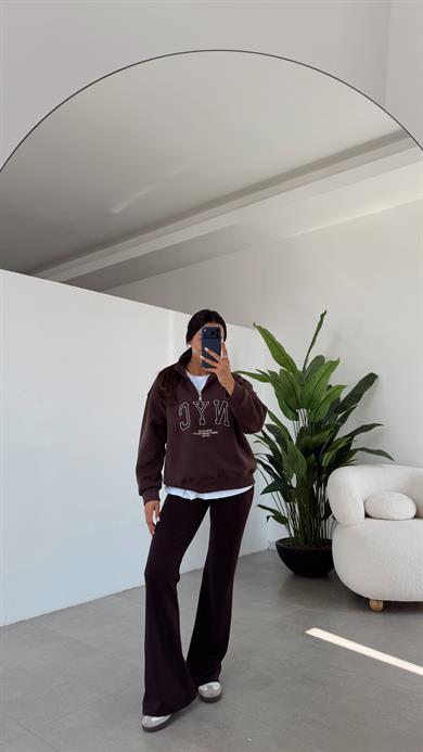 Kahve İspanyol Paça Tayt