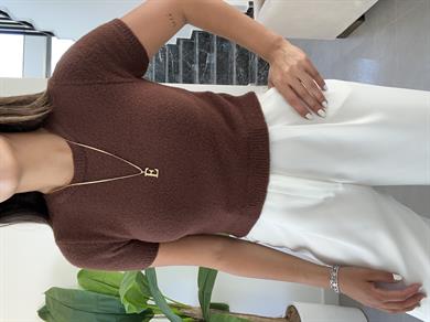 Kahve Kadın Triko Bluz