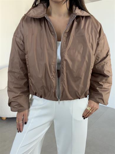 Kahve Kapitone Astarlı Bomber Mont