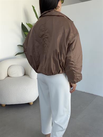 Kahve Kapitone Astarlı Bomber Mont