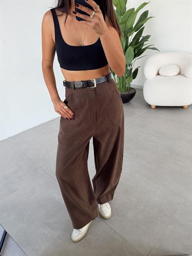 Kahve Kemerli Havuç Pantolon