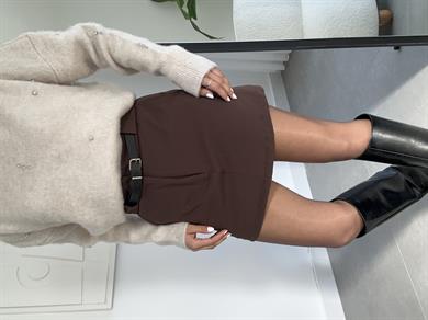 Kahve Kemerli Şort Etek