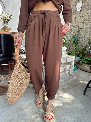 Kahve Keten Pantolon