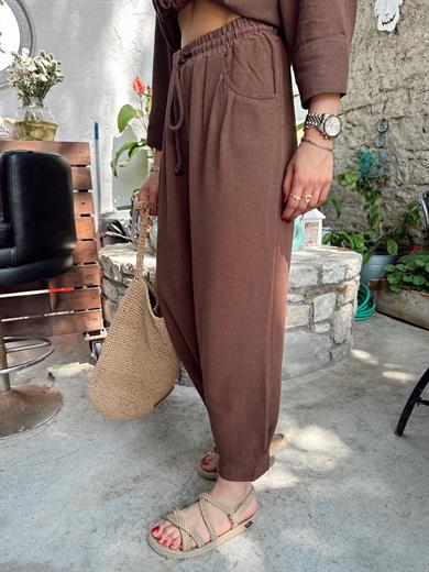 Kahve Keten Pantolon