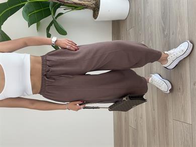 Kahve Keten Şalvar Pantolon