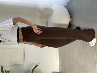 Kahve Korsaj Kemer Palazzo Pantolon