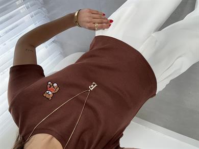 Kahve Küçük Tedy Nakışlı Tshirt