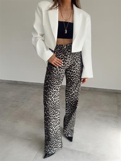 Kahve Leopar Desen Palazzo Jean