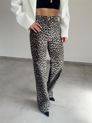 Kahve Leopar Desen Palazzo Jean