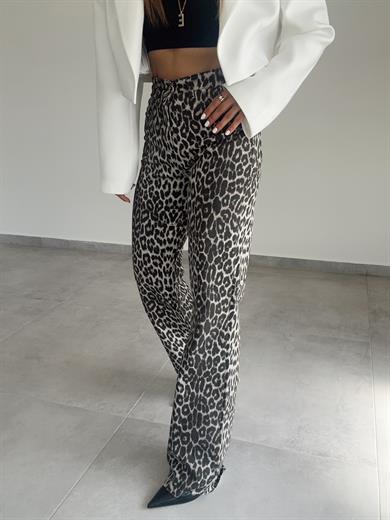 Kahve Leopar Desen Palazzo Jean