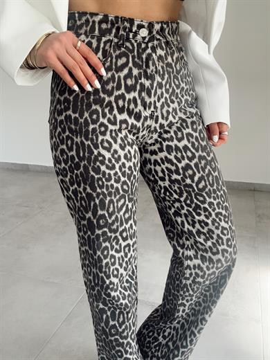 Kahve Leopar Desen Palazzo Jean