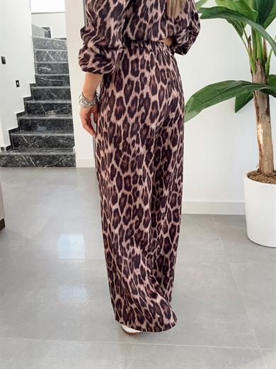 Kahve Leopar Desenli Pantolon