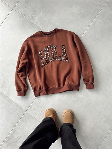 Kahve Leopar Detaylı Sweat