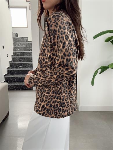 Kahve Leopar Uzun Kol Tişört