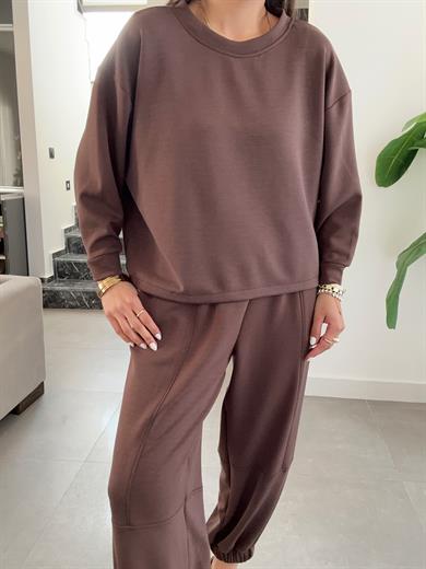 Kahve Modal Kumaş Sırt Detaylı Takım