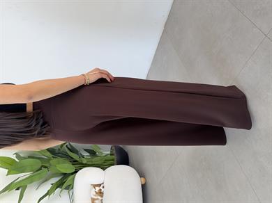 Kahve Modal Önü Tokalı Pantolon