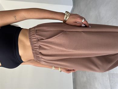 Kahve Modal Paça Tutturmalı Pantolon