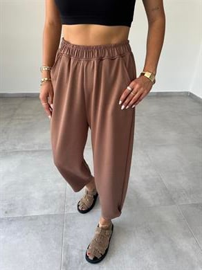 Kahve Modal Paça Tutturmalı Pantolon