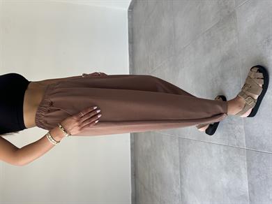 Kahve Modal Paça Tutturmalı Pantolon